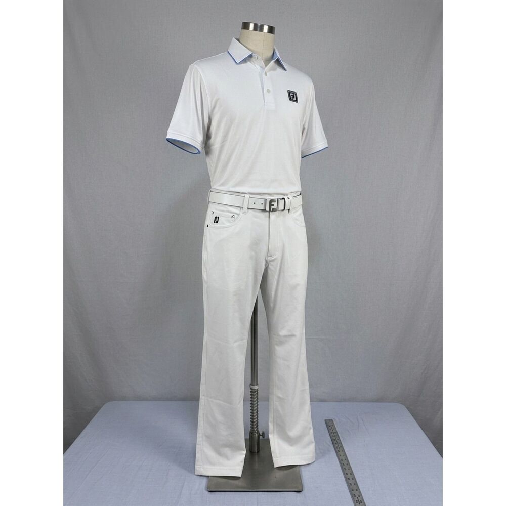 FootJoy Men's White Athletic Fit Golf Pants W33 L30 Performance Stretch FJ